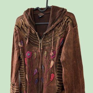 vintage floral brown hippie hoodie